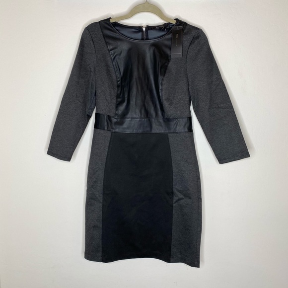Bcbgmaxazria paneled sheath dress faux leather NWT - Picture 5 of 8